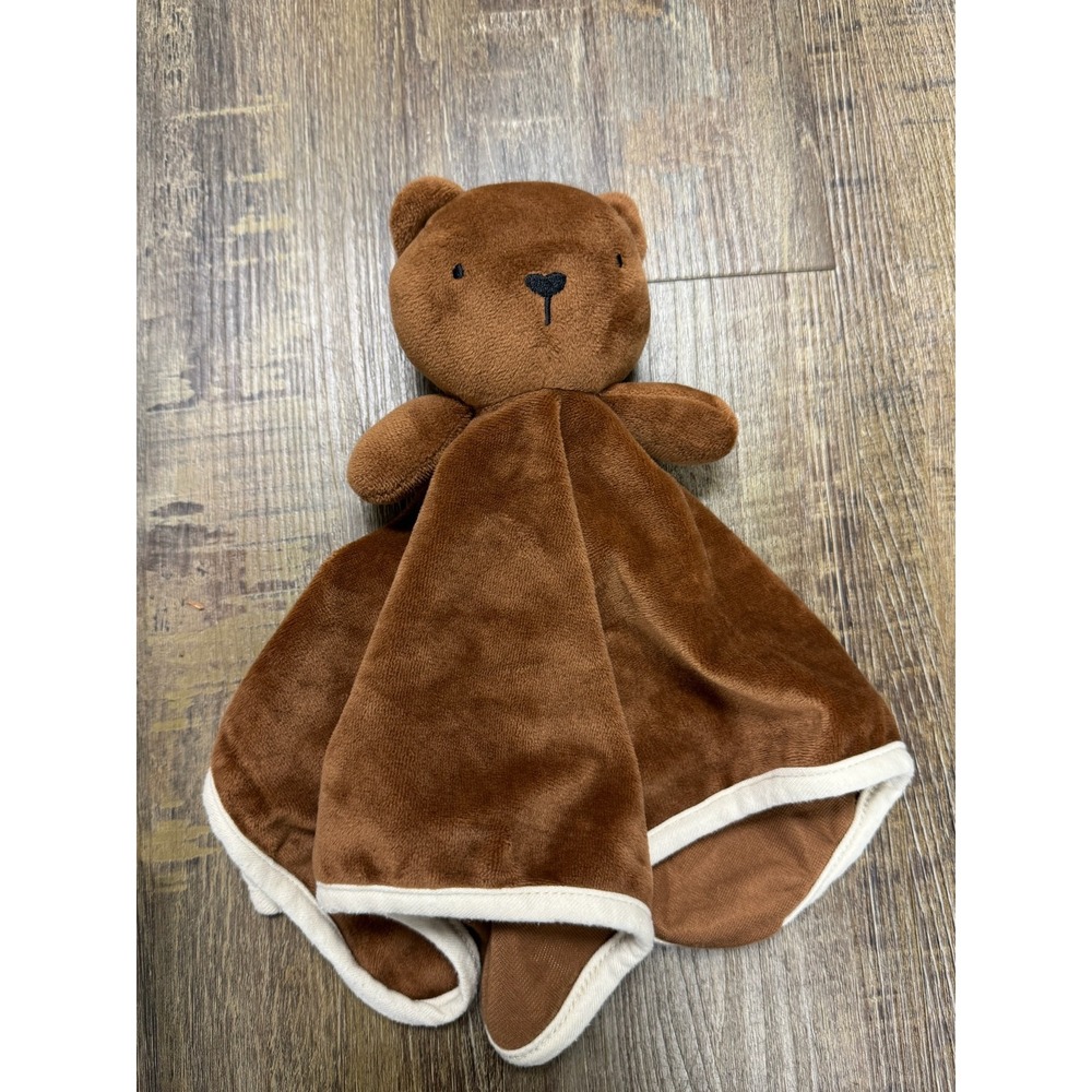 Brown Teddy Bear Plush Lovey Security Blanket Soft Velvety Infant Snuggler 14x14